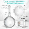 Large Magnifying Glass with Lights,10X 25X 45X Handheld Lighted Magnifier,