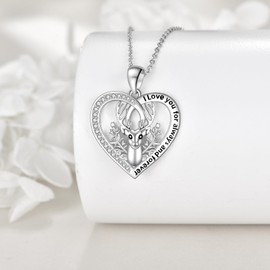 VENACOLY Deer Head Necklace 925 Sterling Silver Deer Pendant Jewellery Gifts for Women Deer Lovers