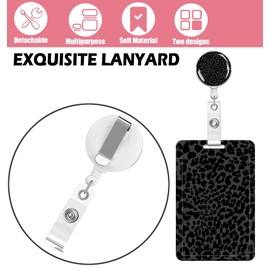 Badge Reels Retractable with Carabiner Reel Clip, ID Name Tag Work Badge Holder Belt Ferrule, Identity ID Badge Holder Cover Case for Office Work Nurse Teacher Student Gifts(Luxury Black Leopard)