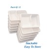 [12 Pack] 2 Compartment Rectangular BPA Free Reusable Meal Prep-
