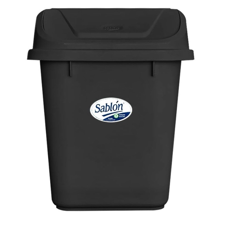 Sablon Bote de Basura Rectangular 13L Negro con Tapa