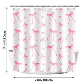 LSYDCARM Shower Curtain, Pink Bow Shower Curtains for Bathroom, Waterproof, Washable Bathroom Decor with 12 Hooks, 71"x71" Cute Shower Curtain Suitable for Girly and Girls