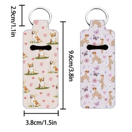 FREEBLOSS 6Pcs Chapstick Holder Keychain Dog Pattern Lip Balm Holder Keychains Lipstick Keychain Lip Balm Organizer Lipstick Storage Case for Women Gift 1.5x3.8''/3.8x9.6cm
