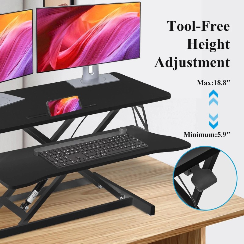 IGANG 37" Black Home Office Desk Riser Adjustable Standing Desk