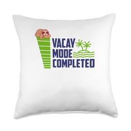 Vacation Winter Recess loading mode Lazy Animal Power Saving Mode On for Sloth Lover Throw Pillow, 18x18, Multicolor