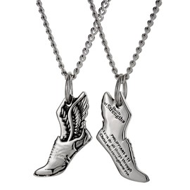 Shields of Strength Women's Stainless Steel Winged Track Shoe Philippians 4:13 Necklace Pendant Cross Country Athletes Contemporary Faith Reminder