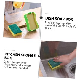 STOBAZA 1set Dish Soap Pump Dispenser Sponge Holder Kitchen Organizer Transparent Base for Easy Liquid Monitoring One-Handed Safe Material for Tidy Home Kitchen Use