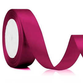 Xioabre Gift Ribbon Pink Satin Ribbon 25 mm, 22 Metres Ribbon Christmas Wide Magenta Decoration Fabric Ribbon for Wedding Ribbon Bridal Bouquet Decoration