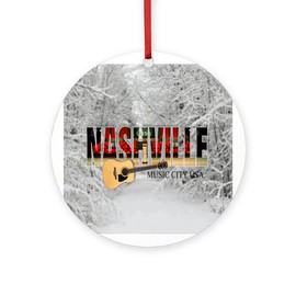 CafePress Nashville Music City CO1 Round 4" MDF Holiday Ornament