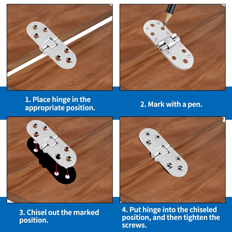 4Pcs Heavy Duty Folding Table Hinges, Silver Sewing Machine Flip