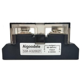 Aigoodele 200A Solid State Relay H3200ZF Industrial Grade SSR 4-32 VDC Input 480VAC 200 Amp Output DC/AC