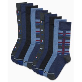 Nautica Men's Dress Socks - 10 Pack Classic Patterned Comfort Fit Casual Socks - Crew Socks for Men (Sizes: 6-12.5), Size 6-12.5, Dark Denim Heather