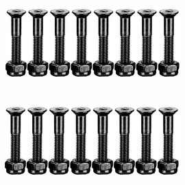 ANCLLO Skateboard Screws Longboard Hardware Kit Skateboard Screws Nuts for Skateboard Bridge Nail Truck Screws Nuts for Replacement Black 25mm 16pcs