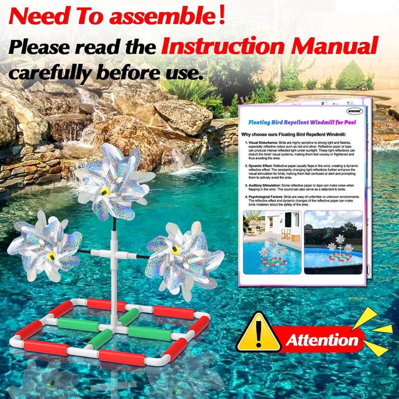 Pool Bird Deterrent, Floating Reflective Windmill Bird Scare Devices, Keep