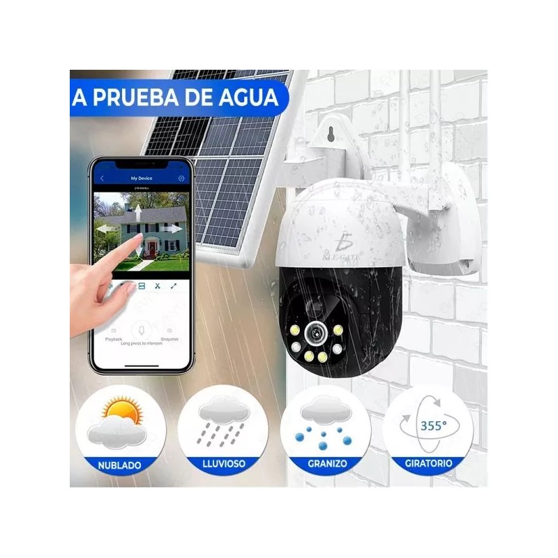 Ele-Gate Kit Cámara De Seguridad + Panel Solar 4g 2mp