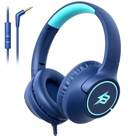 Auriculares para niños con cable para la escuela, límite de volumen de 85/94 dB, auriculares con cable sobre la oreja para niños y niñas con micrófono