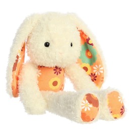 Aurora® Vibrant Spring Retro Bunny Stuffed Animal - Decorative Companion - Endless Fun - Cream 14 Inches