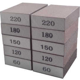 10pcs Sanding Sponge 5 Grits 60/120/150/180/220 Coarse Medium Fine Grit Sanding Block Washable and Reusable Handmade Sandpaper Blocks for Wood Drywall Sheetrock Metal Glazing Polishing