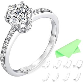 Posoto 8-piece invisible transparent ring sizer set, including 8 adjusters, 1 silver cleaning cloth Patch ring sizer for men and women, fits any ring, loose rings of various sizes