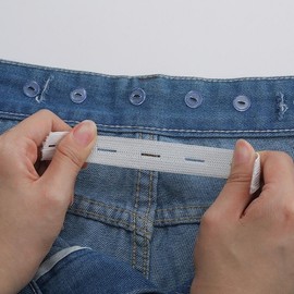 Invisible Pants Waist Adjustment Kit + Elastic Threader (for Tracksuits & Hoodies) White 21cm 3ea