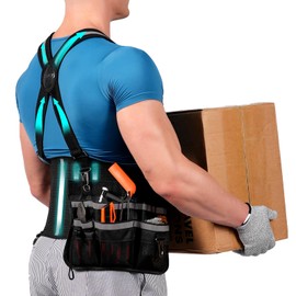 AOFIT Lumbar Support with Straps, Adjustable Removable Shoulder Straps, Back Brace for Men, Lumbar Support Belt, Back Support Belt for Relieves Pain, Lumbar Support Black (XL)