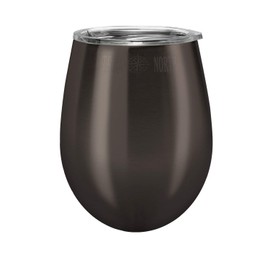 True North Stainless Steel Wine Glass Insulated Tumbler + Goblet with No-Spill BPA Free Triton Lid, Keeps Drinks Warm or Cold for 24 Hours, 10 oz, Jewel Charcoal