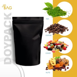 100PCS Matte-Metallized Black Stand-Up Pouch Resealable Bags (17x25cm (6.7x10"))