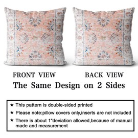 Snycler Boho Floral Throw Pillow Cover 26x26 Inch Set of 2 Bohemian Vintage Flowers Cushion Covers Velvet Double Sided Printing Decorative Pillowcases for Living Room Sofa Home Decor(Pink floral)