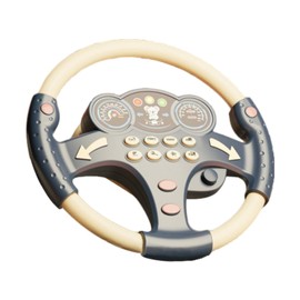 Milageto Simulated Steering Wheel Musical Activity Early Learning Portable Driving Controller Pretend Driving for Girl Boy Baby Infant, blue