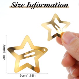 Classicseali Pack of 24 Star Hair Clips, Star Hair Clips for Children, Girls, Madame, Girls, Hair Pins, Stars Gold, Cute Y2K Metal Snap Headpiece, 3 Colours in Gold, Silver, Black