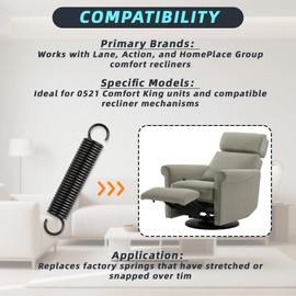 YeuauTa 4 7/8 inch Recliner Mechanism Extension Springs, Recliner Mechanism, for Lane & Action Furniture Recliner 1 Pack，4 7/8 inch Replacement for Furniture Lane Recliner Spring