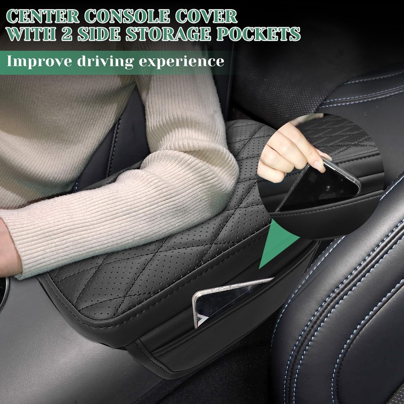 VKGUG Center Console Armrest Cover Compatible with Ford Mustang 2015-2024