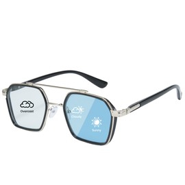 Cyxus 8260 Dimmable Sunglasses, Blue Light Cut, UV Protection, Teardrop Frame, For Driving, Fishing, Travel, Fashionable, blue