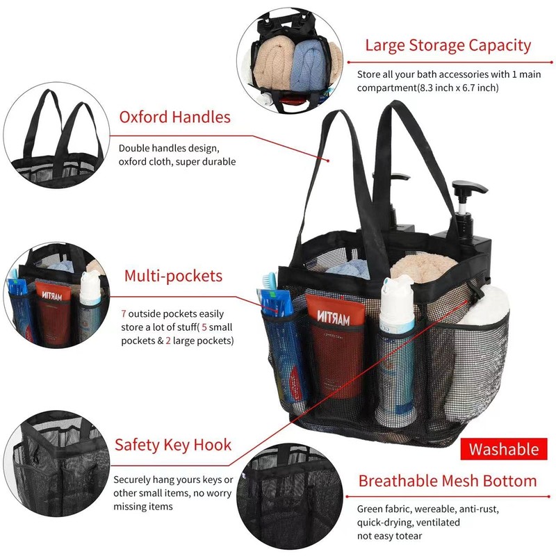 Nvatorfox Haundry Mesh Shower Caddy Tote Hanging Portable Toiletry Bag