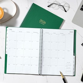 2026 Planner - JAN.2026 - DEC.2026, 2026 Planner Weekly and Monthly, 9" x 11", 2026 Calendar Planner, Weekly and Monthly Planner 2026 with Tabs, Twin-wire Binding, Pocket - Green