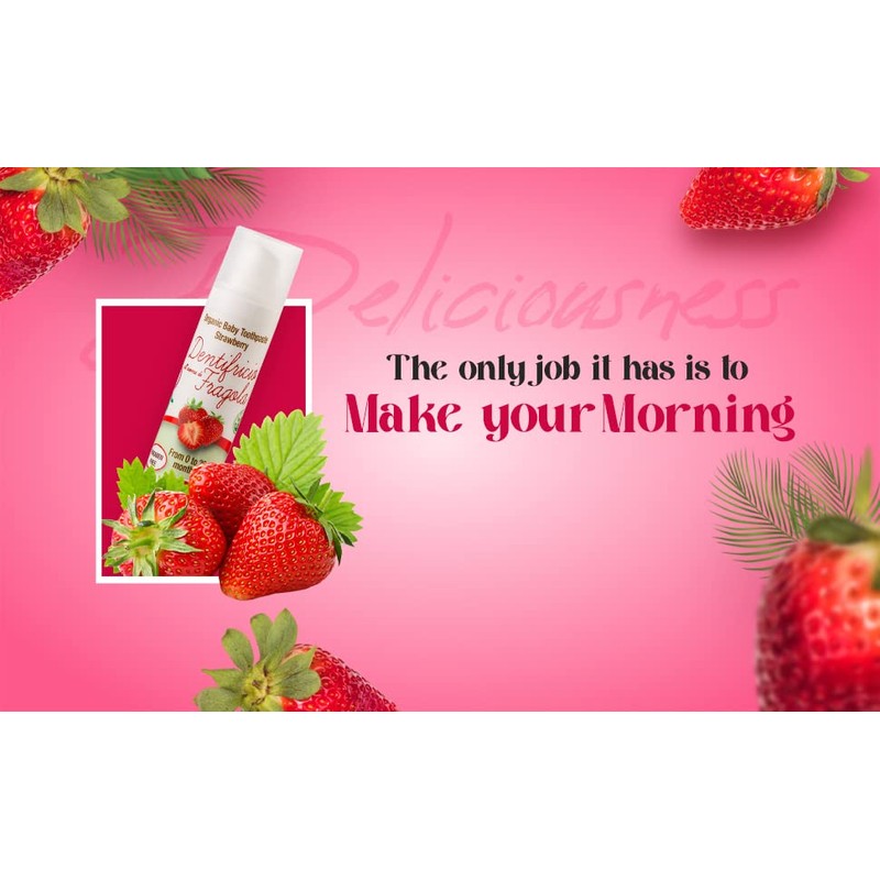 Strawberry Flavoured Children’s Toothpaste Organic Vegan 0 to 36, SLS