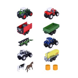 Majorette Farm Set 5 Pezzi – Veicoli Agricoli in Metallo pressofuso, Trattore, Rimorchio e Accessori, 2 Assortimenti, ASSEGNAZIONE CASUALE, dai 3 anni, 8503004000
