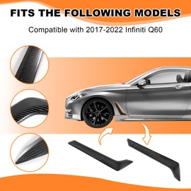Fancemot Real Carbon Fiber Front Fender Side Vent Garnish Trim Compatible with 2017-2022 Infiniti Q60