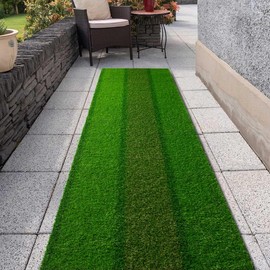 Striped Artificial Grass Turf Indoor Outdoor Rug 2FTX45FT, Fake Grass Runner Attractive Appearance with Drainage Holes, Custom Size for Yard, Sports Area, Schools, Parks, etc