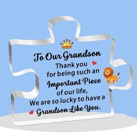 FMCC To Our Grandson Gifts from Grandma and Grandad Grandson Birthday Gifts Acrylic Plaque Grandson Gifts for Boys Christmas Graduation Gifts for Grandson