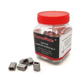 FenceMate Aluminum Alloy Crimp Loop Sleeves #3-4 to Splice & Join Metallic Wires or Wire Ropes, Tempered, Gritted with Super Holding Force on High Tensile Wires Used in Fencing & Hanging, 50pcs/Pack