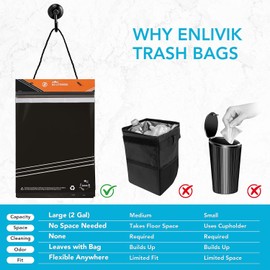 Disposable Car Trash Bags 50 Pack, Leakproof 2 Gallon Hanging Garbage Bags for Car, SUV, Truck, Travel and Ride Share
