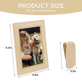 KINIVA 2 Pack Car Picture Holder - Magnetic Faux Leather Picture Frame for Safe Driving - Gift for Dad Mom Husband Wife Car Visor Accessories, Car Accessory (Fits 2.5"x3.5" Photos) (Apricot)