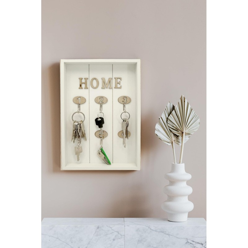 PrimoLiving Wooden Key Cabinet Home with 6 Hooks - Wall