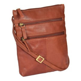 Small Real Leather Pouch Cross Body Travel Purse Sling Shoulder Organiser Bag Beijing (Brown)