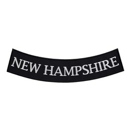 PatchStop State of New Hampshire Bottom Rocker Large Back Patches for Jackets Motorcycle Vests Backpacks Tactical - 12x3.5in B&W Iron On Sew On Biker Emblem - United States Souvenirs Travel Gifts