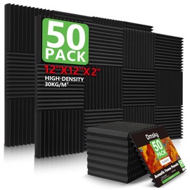 50 Pack Acoustic Foam Panels,2"X 12" X 12"Sound Proof Foam PanelsHigh Density Sound Absorbing Panels,Soundproof Wedges Panels for Studio Recording & Office & Home