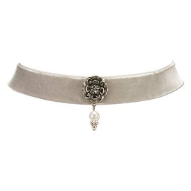 Costume Necklace Velvet Ribbon Ornament with Pearl – Women's Velvet Choker Close-fitting, Choker Necklace Elastic for Costume Blouse, Dirndl Necklace, Dirndl Jewellery Choker for Oktoberfest (in