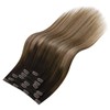 Moresoo Clip-In Real Hair Extensions Brown to Golden Brown with