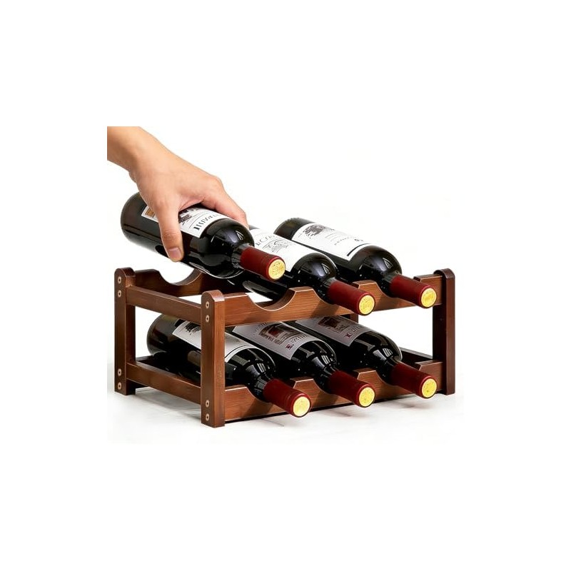 Porta Vinos de Madera 2 Niveles, Estante para Botellas